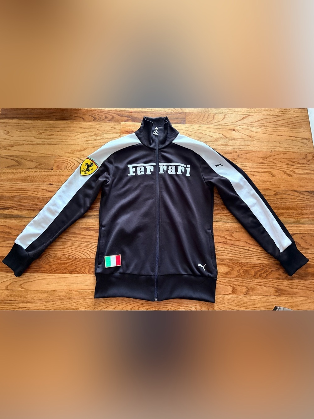 Puma Ferrari Black and White Racing Track Jacket
